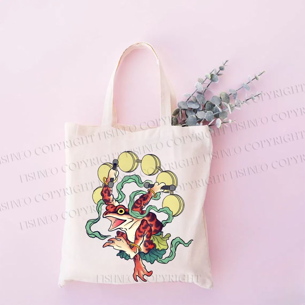 Vintage Japanese Frog Printed Tote Bag
