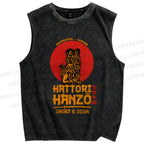 Unisex Hattori Hanzo Printed Washed Tank Top