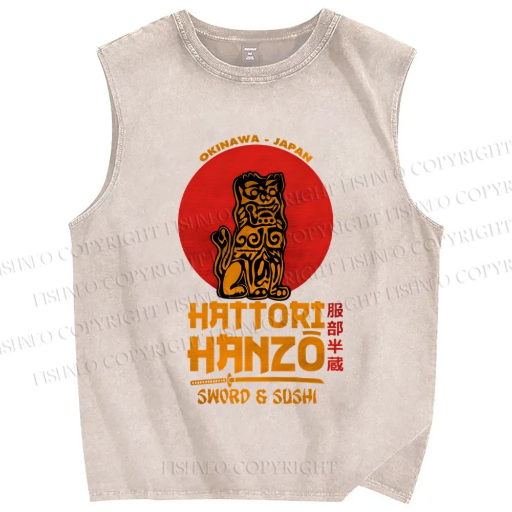 Unisex Hattori Hanzo Printed Washed Tank Top