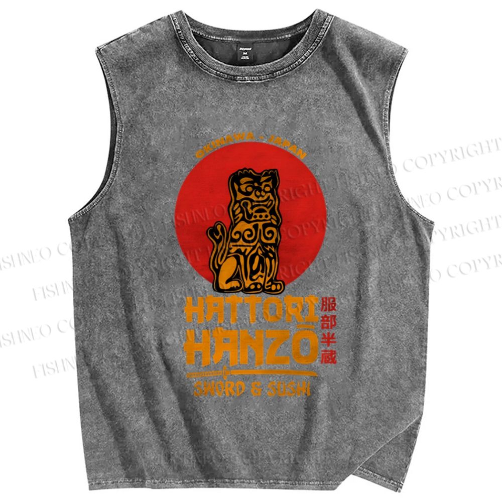 Unisex Hattori Hanzo Printed Washed Tank Top