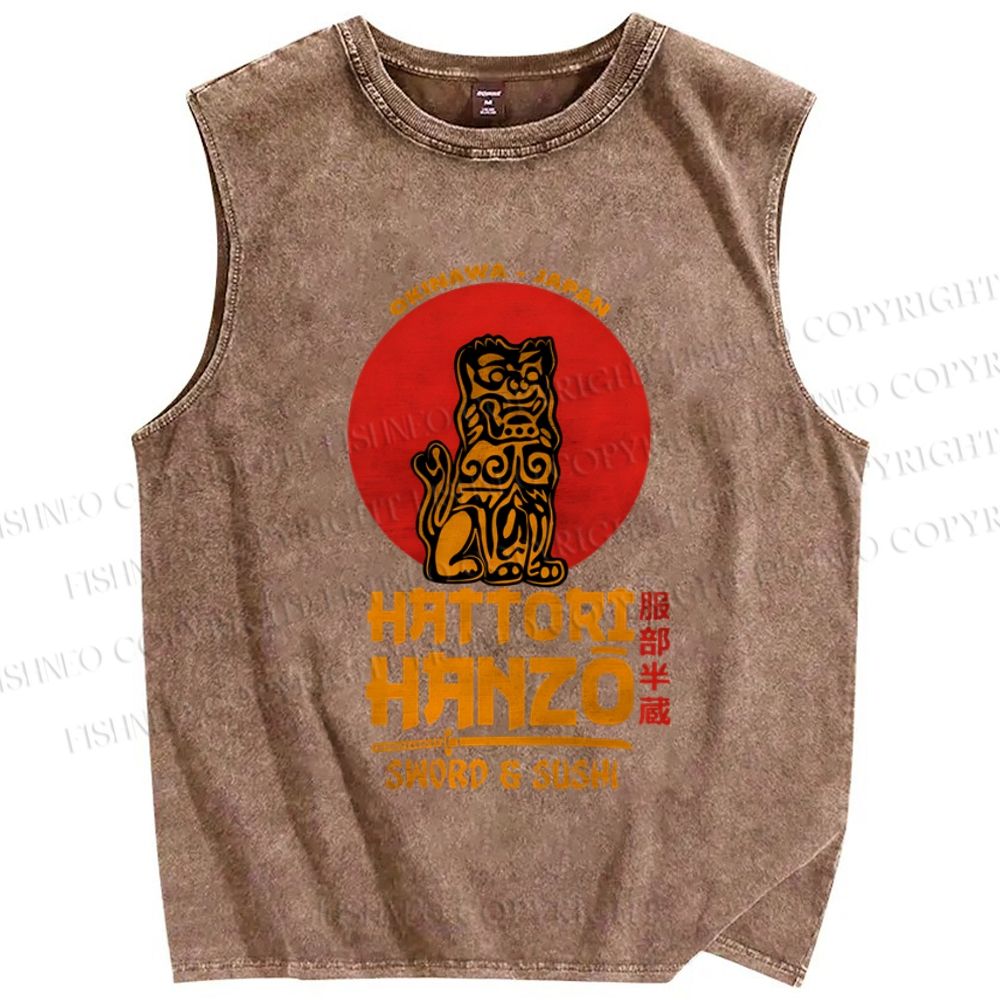 Unisex Hattori Hanzo Printed Washed Tank Top