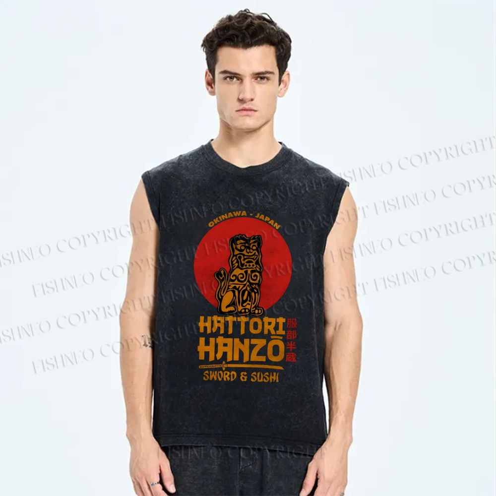 Unisex Hattori Hanzo Printed Washed Tank Top