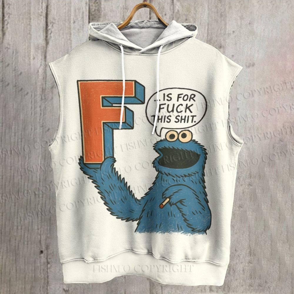 Unisex F Is For Fuck Printed Sleeveless Hoodie