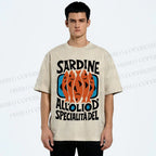 Unisex Sardines Printed Washed Tee
