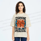 Unisex Sardines Printed Washed Tee