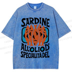 Unisex Sardines Printed Washed Tee