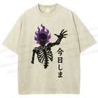 Unisex Skull Completed Today Printed Washed Tee