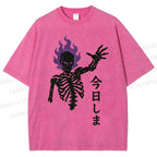 Unisex Skull Completed Today Printed Washed Tee