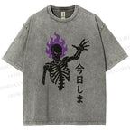 Unisex Skull Completed Today Printed Washed Tee