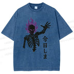 Unisex Skull Completed Today Printed Washed Tee