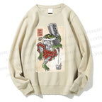 Unisex Japanese Frog Pouring Sake Printed Sweatshirt
