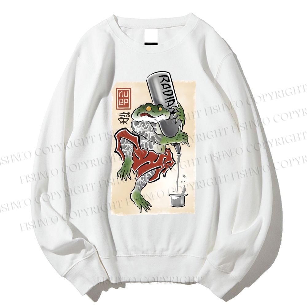 Unisex Japanese Frog Pouring Sake Printed Sweatshirt