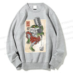 Unisex Japanese Frog Pouring Sake Printed Sweatshirt