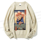 Unisex Ukiyo-e Cat Turtle Printed Sweatshirt