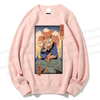 Unisex Ukiyo-e Cat Turtle Printed Sweatshirt