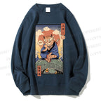 Unisex Ukiyo-e Cat Turtle Printed Sweatshirt