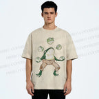 Unisex Juggling Frog Printed Washed Tee