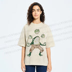 Unisex Juggling Frog Printed Washed Tee