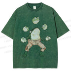 Unisex Juggling Frog Printed Washed Tee