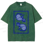 Unisex Print Of Cat Printed Washed Tee