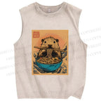 Unisex Guinea Pig Ramen Printed Washed Tank Top