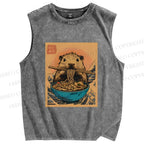 Unisex Guinea Pig Ramen Printed Washed Tank Top
