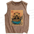 Unisex Guinea Pig Ramen Printed Washed Tank Top