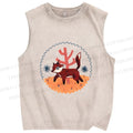 Unisex Cartoon Fox Printed Washed Tank Top