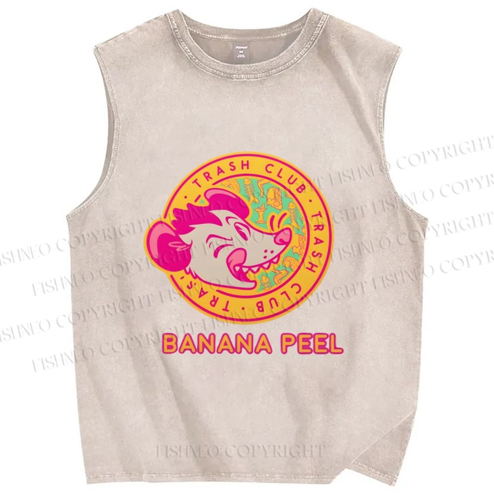Unisex Opossum Banana Peel Printed Washed Tank Top