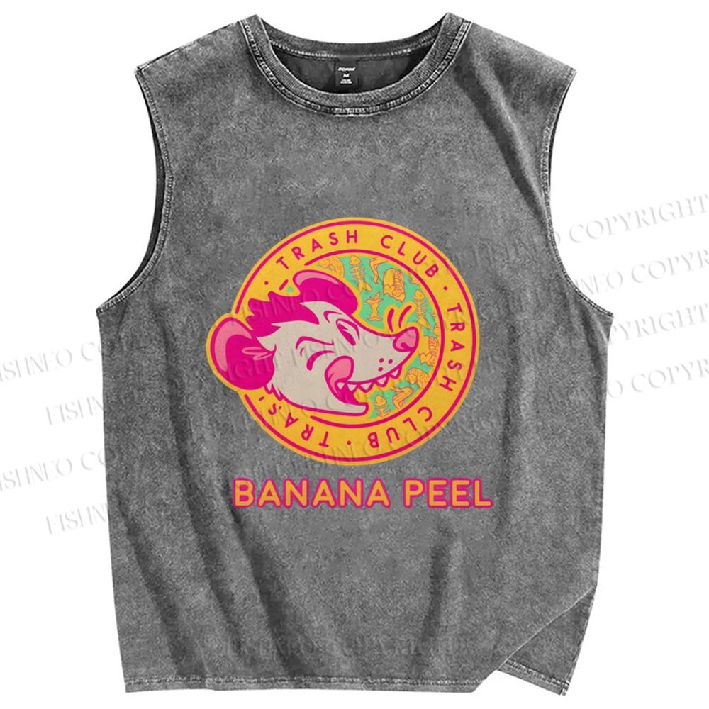 Unisex Opossum Banana Peel Printed Washed Tank Top