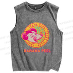 Unisex Opossum Banana Peel Printed Washed Tank Top