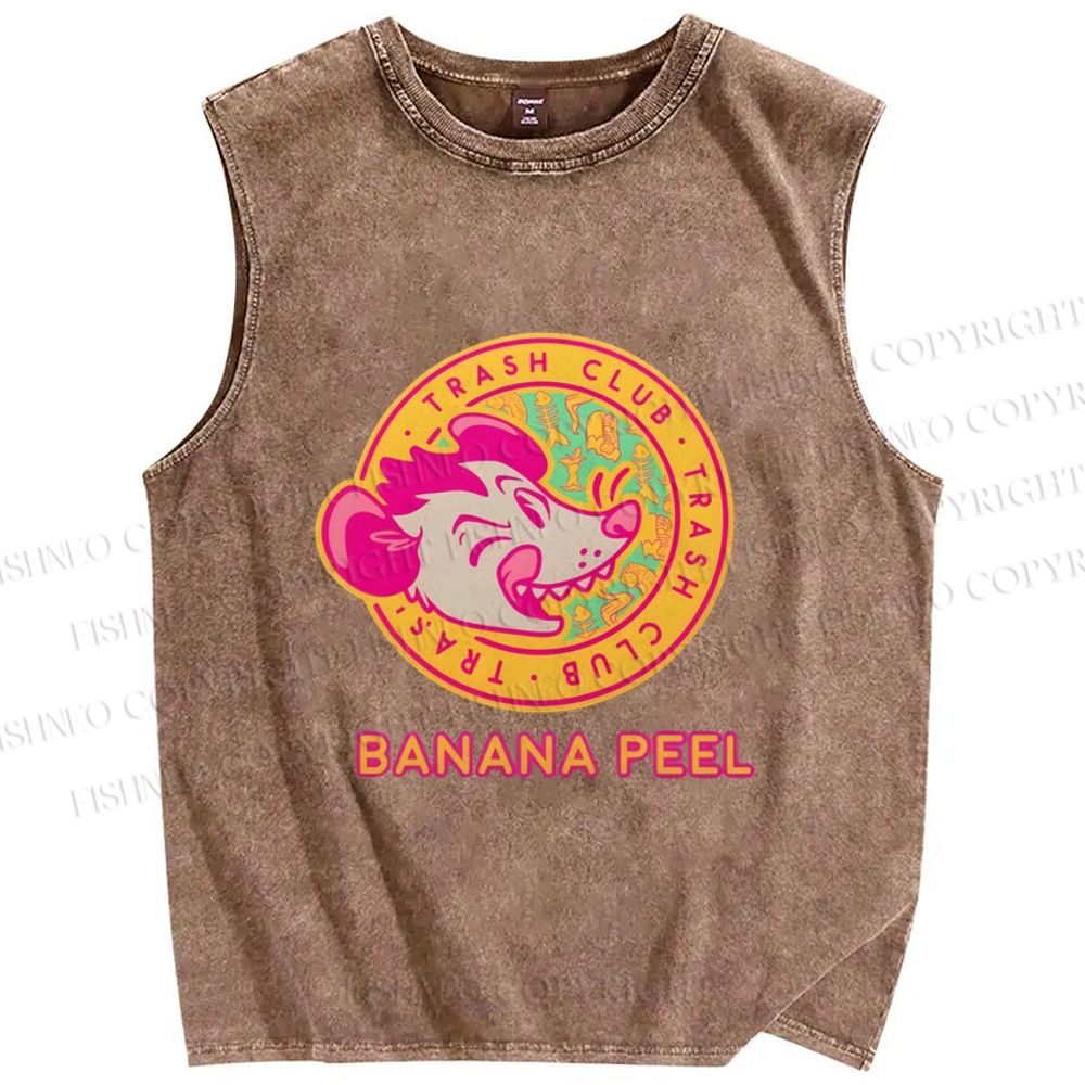 Unisex Opossum Banana Peel Printed Washed Tank Top