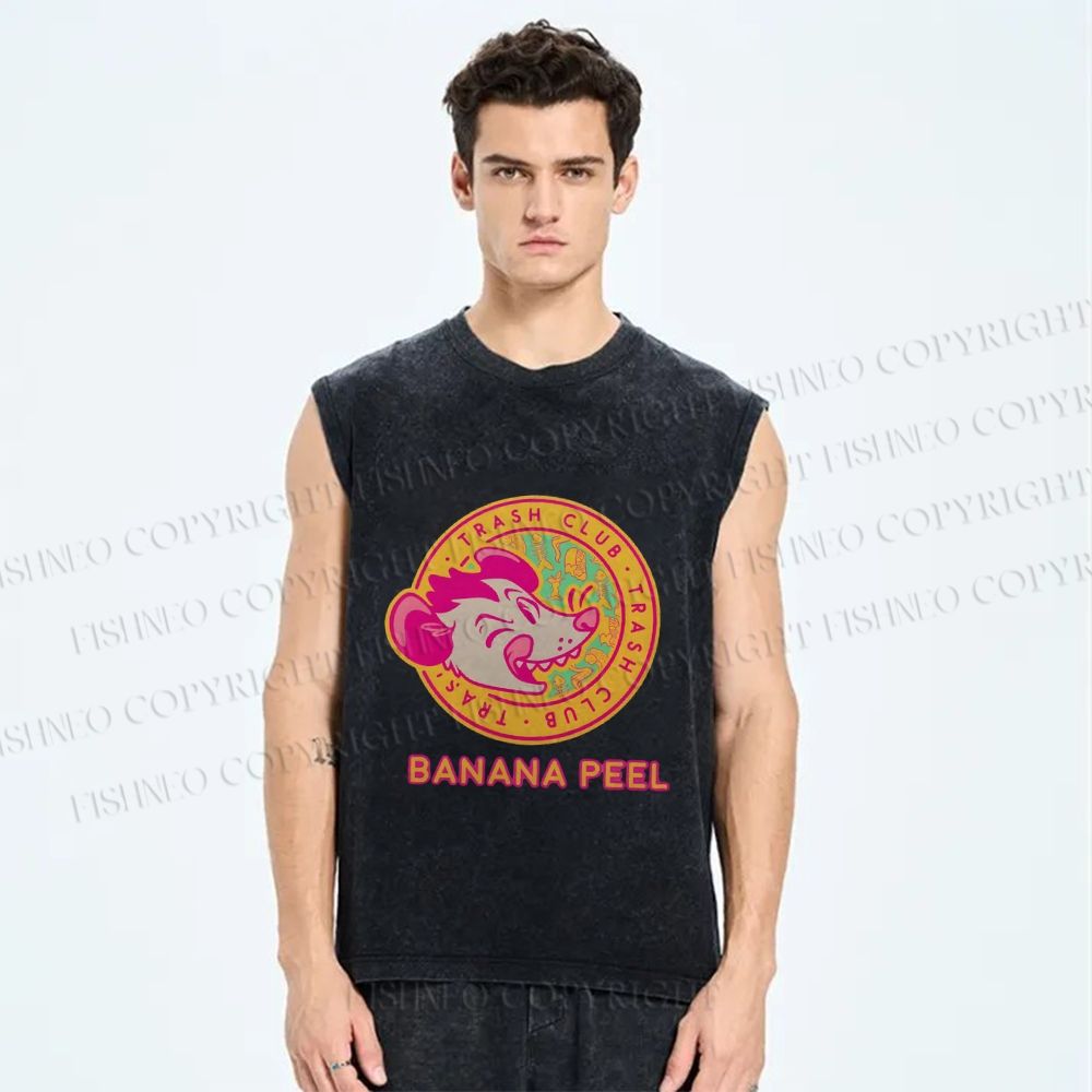 Unisex Opossum Banana Peel Printed Washed Tank Top