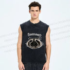 Unisex Funny Raccoon Printed Washed Tank Top