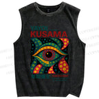 Unisex Yayoi Kusama Eye Printed Washed Tank Top