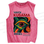 Unisex Yayoi Kusama Eye Printed Washed Tank Top