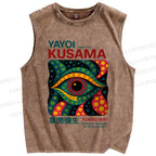 Unisex Yayoi Kusama Eye Printed Washed Tank Top