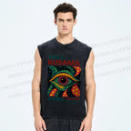 Unisex Yayoi Kusama Eye Printed Washed Tank Top