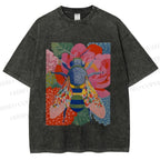 Unisex Bug in Flowers Printed Washed Tee