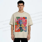 Unisex Bug in Flowers Printed Washed Tee