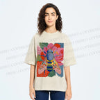 Unisex Bug in Flowers Printed Washed Tee