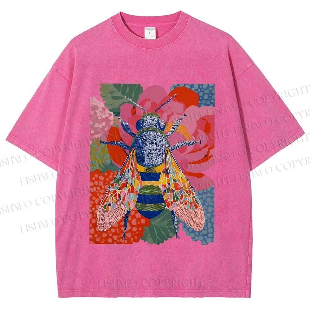 Unisex Bug in Flowers Printed Washed Tee