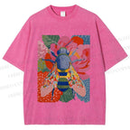 Unisex Bug in Flowers Printed Washed Tee