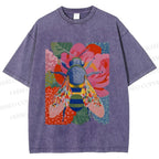 Unisex Bug in Flowers Printed Washed Tee