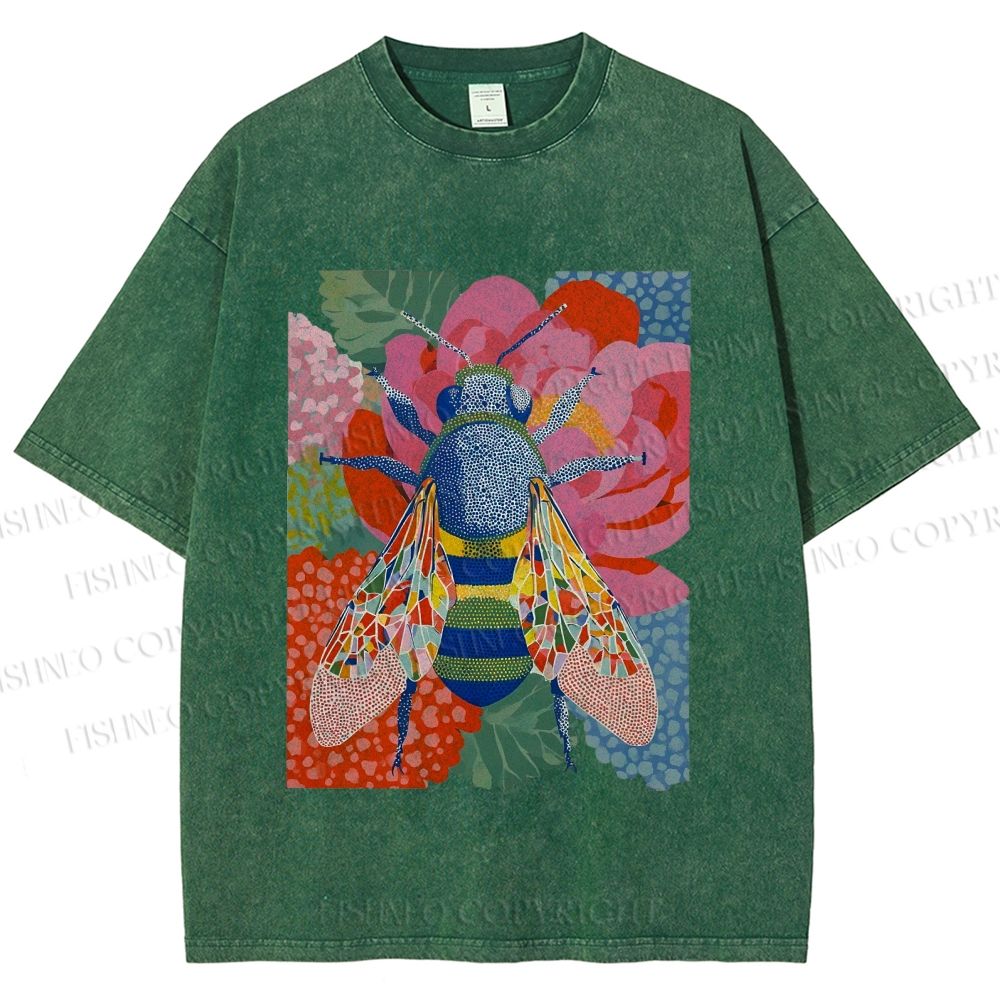 Unisex Bug in Flowers Printed Washed Tee