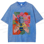 Unisex Bug in Flowers Printed Washed Tee
