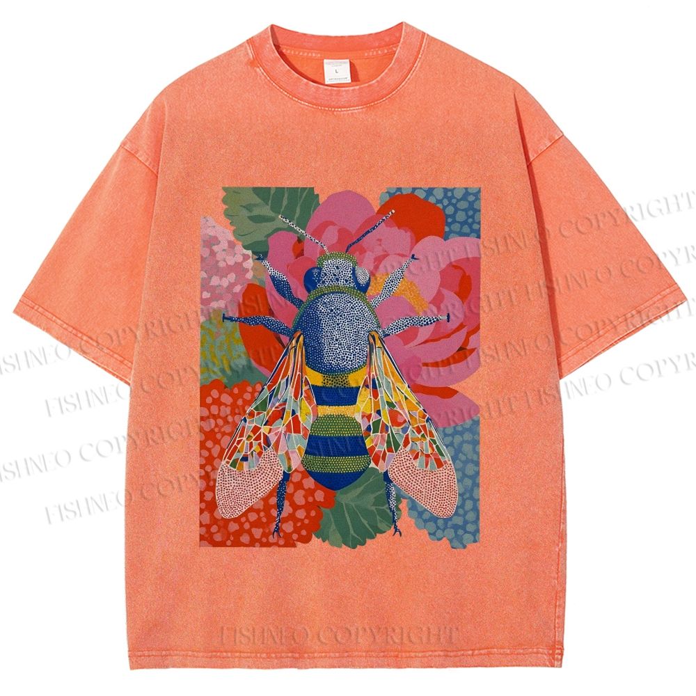 Unisex Bug in Flowers Printed Washed Tee