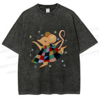 Unisex Rat Dancing Printed Washed Tee