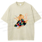 Unisex Rat Dancing Printed Washed Tee