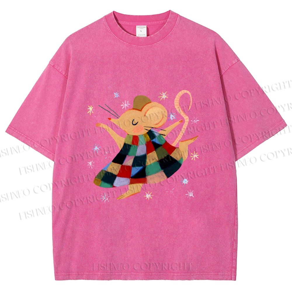 Unisex Rat Dancing Printed Washed Tee